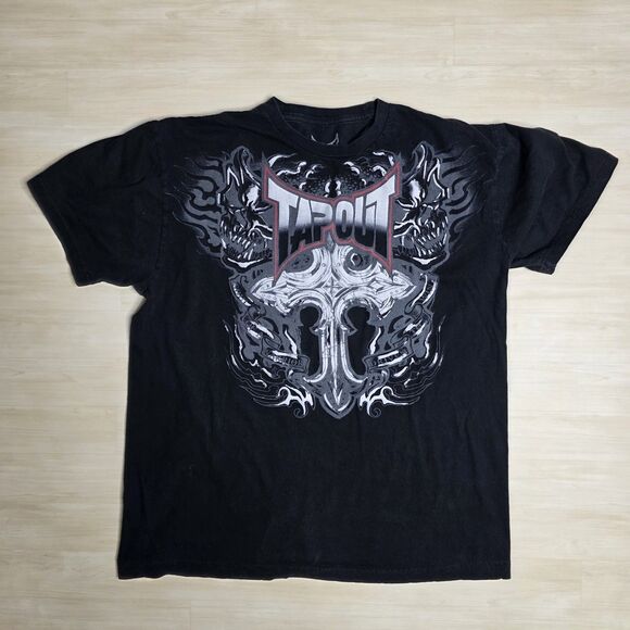 Tapout Soul of a Warrior Driven Cross Black Shirt MMA Grunge Men's Size XXL 2XL - Picture 1 of 5
